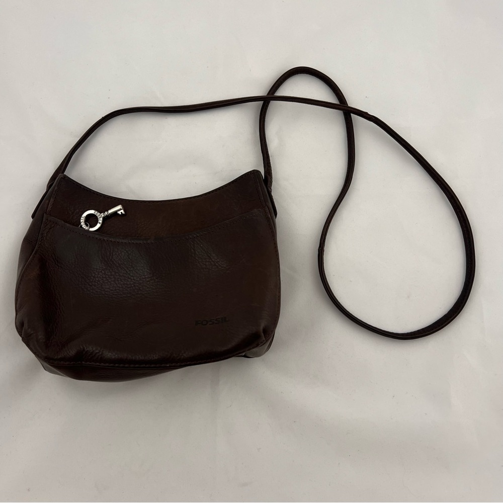 Fossil Dark Brown Leather Crossbody Bag